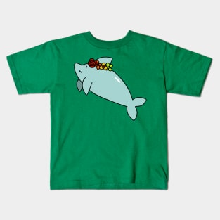 Rainbow Flower Crown Dolphin Kids T-Shirt